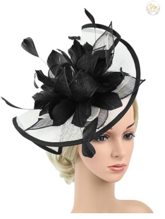 Sinamay Fascinator Hat Floral Feather Derby Ladies Wedding Tea Party Headband main image 4